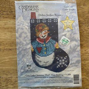 Candamar Designs Cross Stitch New 51209  Cozy‎ Christmas Mini Stocking Kit VTG